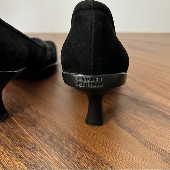 00s Stuart Weitzman Black Suede Vintage Heels with Strap Detail - Picture 13 of 14